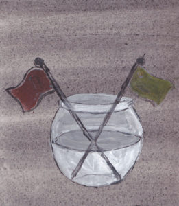 Energiebild Goldfischglas Fahnen