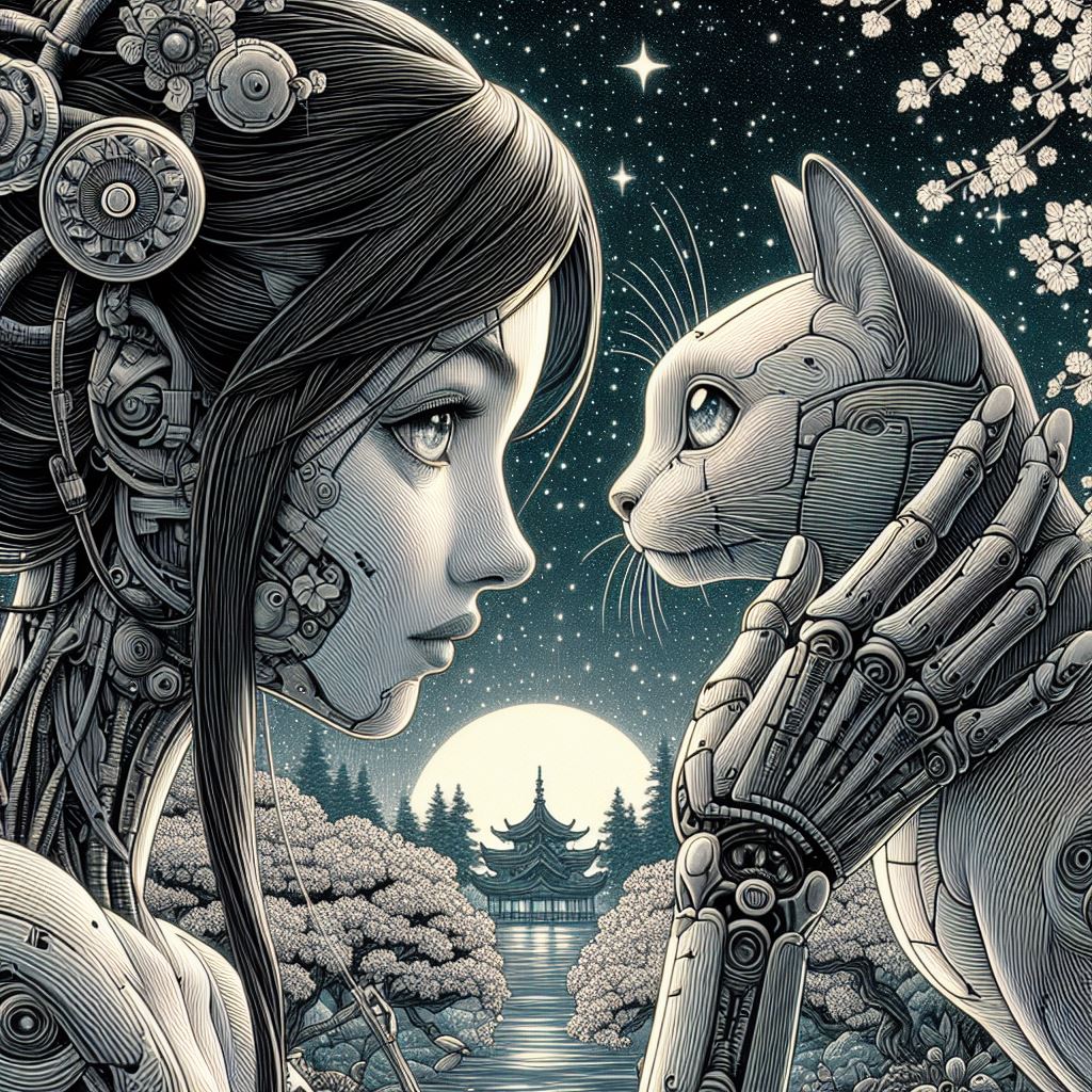 Cyborg mit Katze